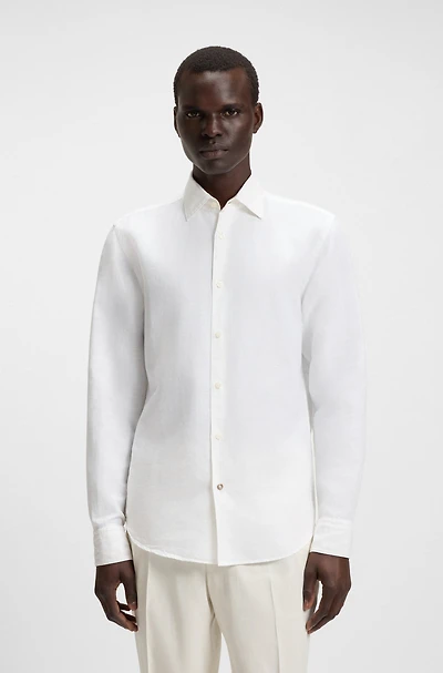 Regular-fit shirt linen-cotton chambray