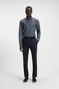 Casual-fit shirt monogram-print linen-cotton chambray