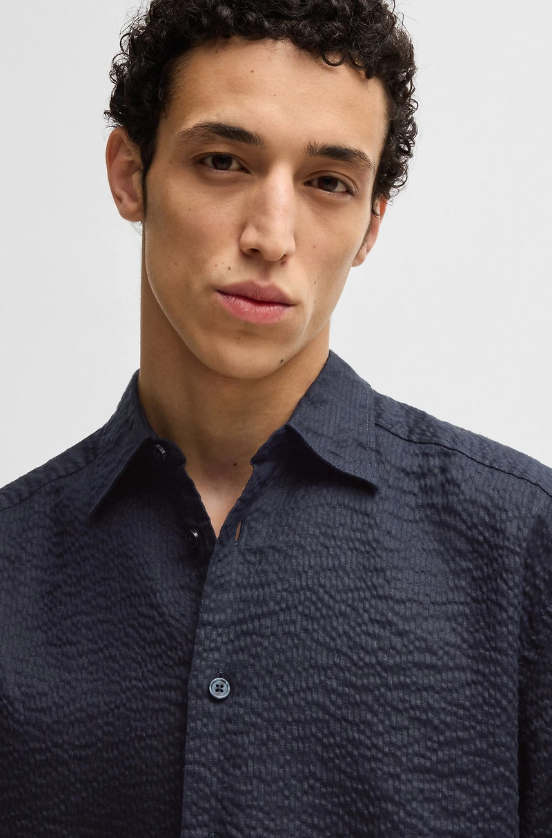 Relaxed-fit shirt Italian linen seersucker