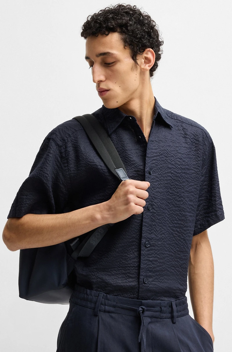 Relaxed-fit shirt Italian linen seersucker