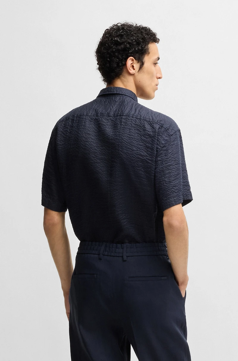 Relaxed-fit shirt Italian linen seersucker