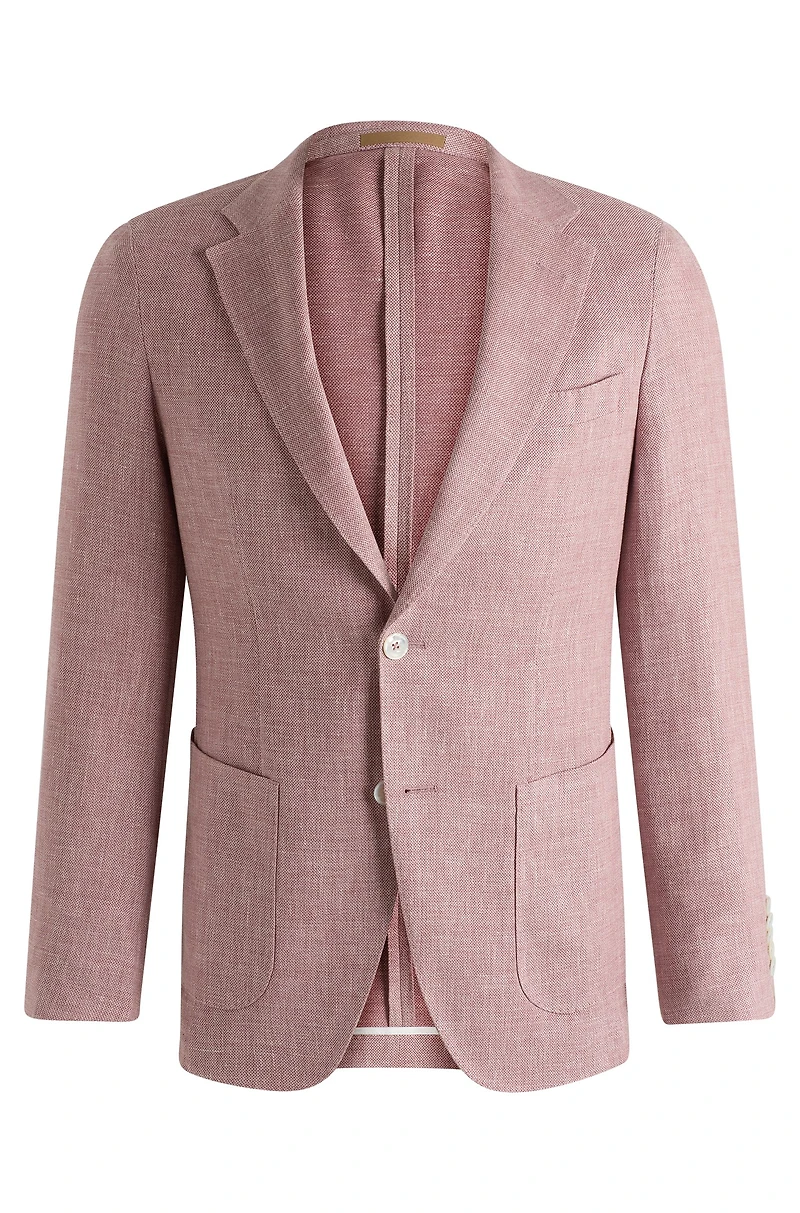 Slim-fit blazer linen, wool, silk and stretch