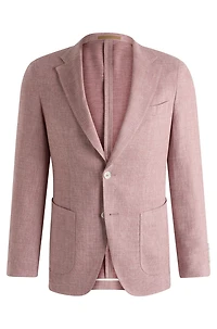 Slim-fit blazer linen, wool, silk and stretch