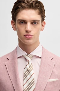 Slim-fit blazer linen, wool, silk and stretch