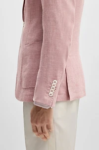 Slim-fit blazer linen, wool, silk and stretch
