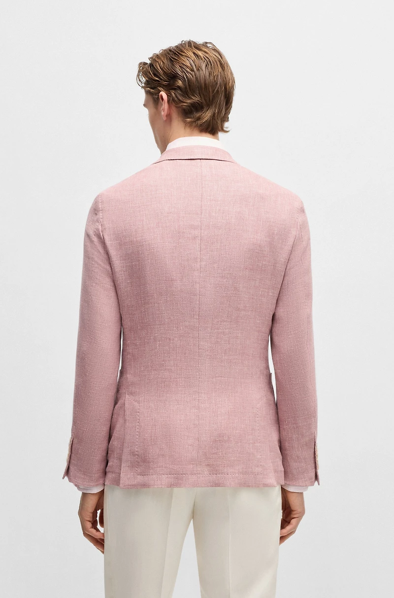 Slim-fit blazer linen, wool, silk and stretch