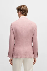 Slim-fit blazer linen, wool, silk and stretch