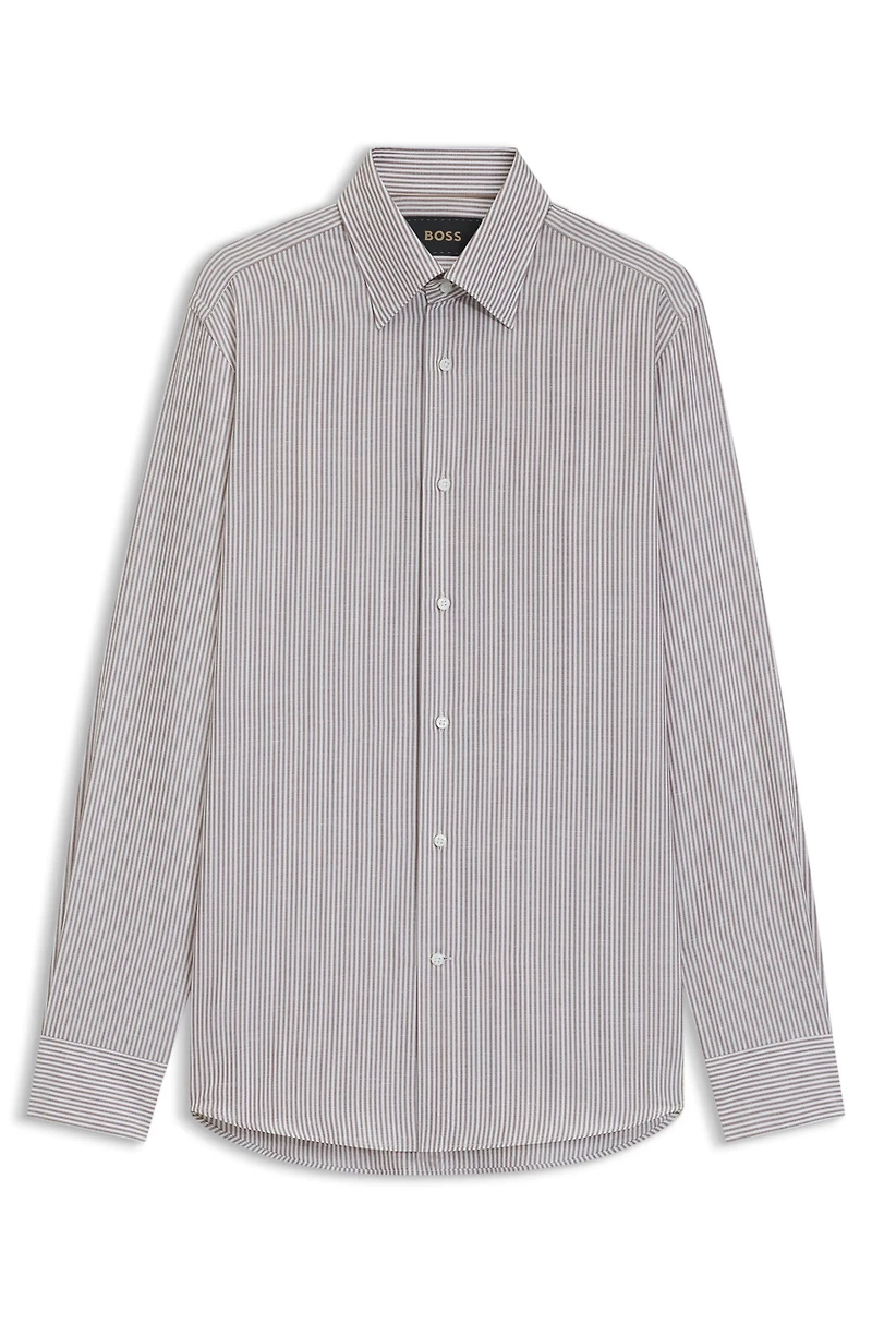 Slim-fit shirt striped cotton, linen and silk