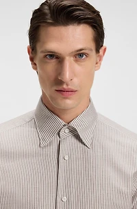 Slim-fit shirt striped cotton, linen and silk