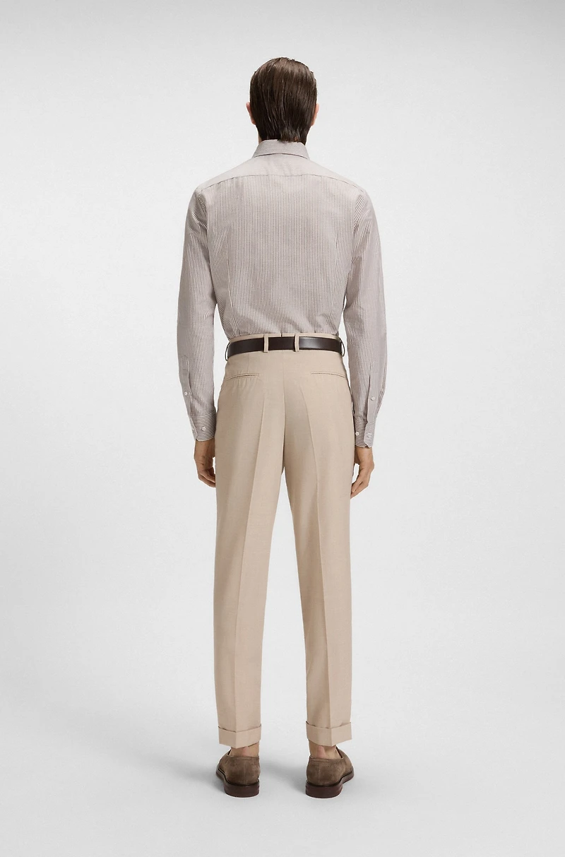 Slim-fit shirt striped cotton, linen and silk