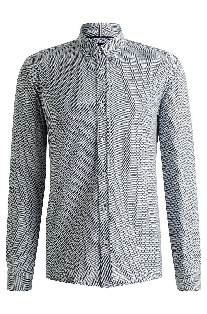 Slim-fit shirt patterned cotton jacquard