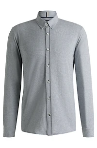 Slim-fit shirt patterned cotton jacquard