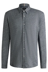 Slim-fit shirt slub cotton-linen jersey