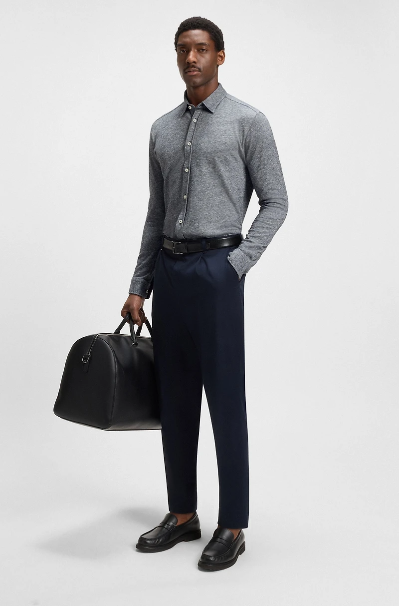 Slim-fit shirt slub cotton-linen jersey