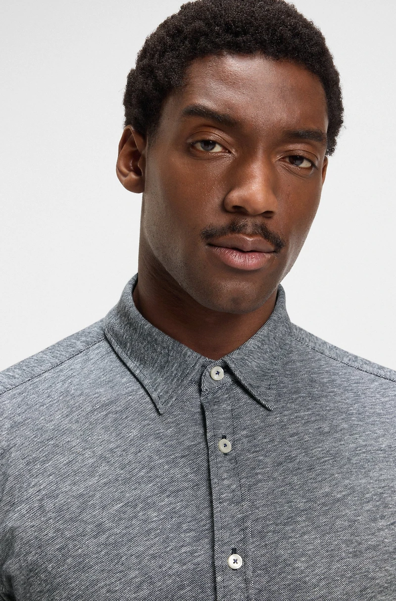 Slim-fit shirt slub cotton-linen jersey