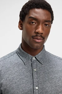 Slim-fit shirt slub cotton-linen jersey