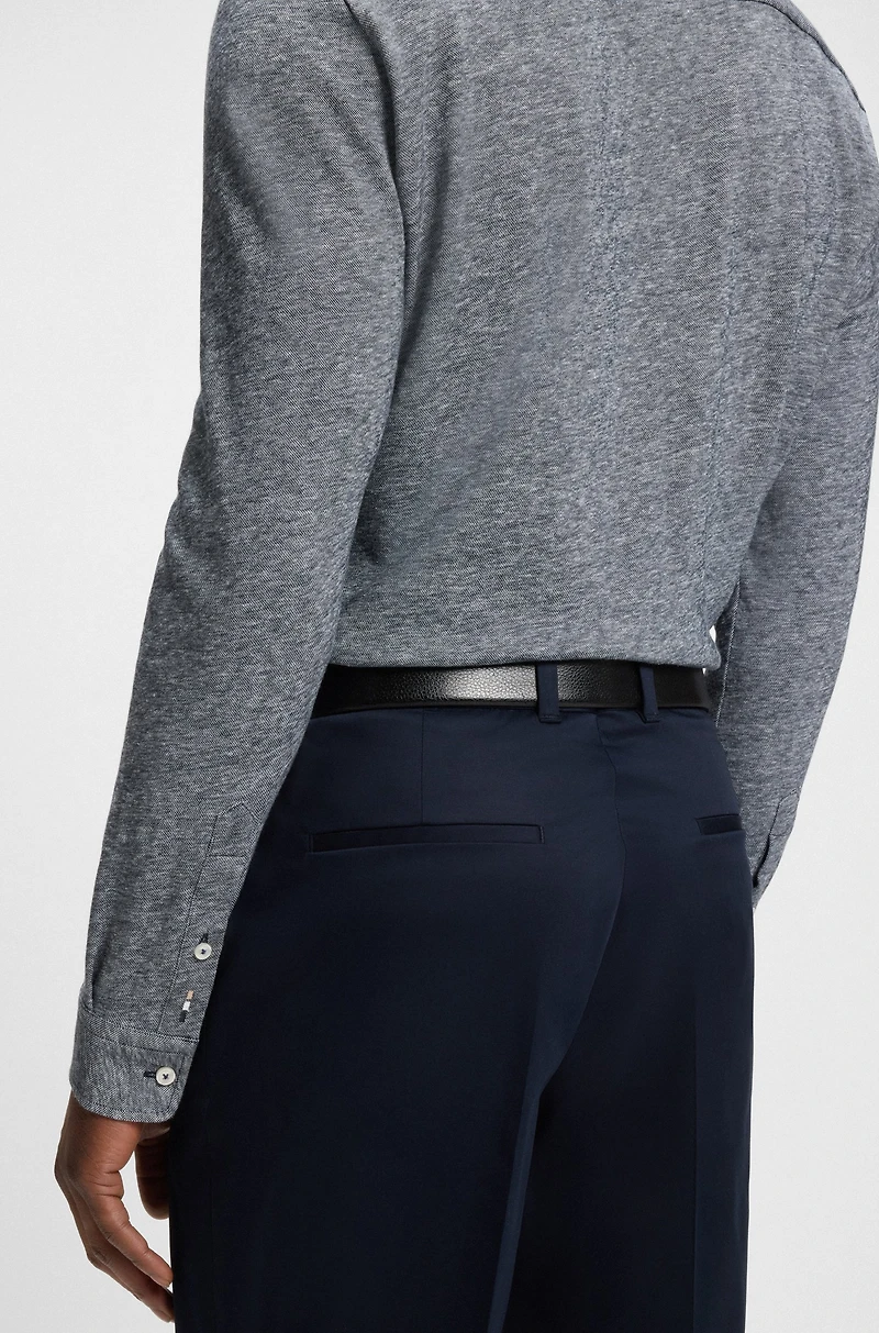 Slim-fit shirt slub cotton-linen jersey