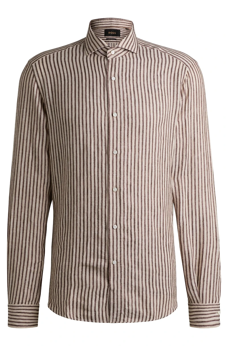 Regular-fit shirt striped Italian-made linen