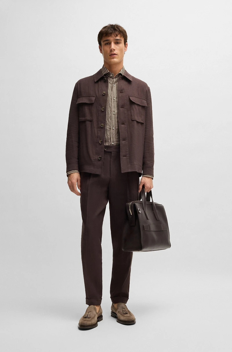 Regular-fit shirt striped Italian-made linen