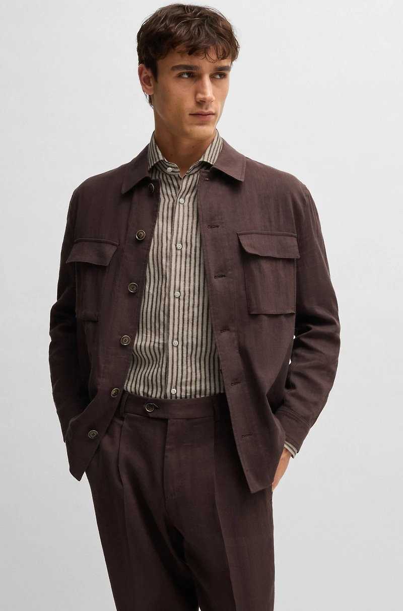 Regular-fit shirt striped Italian-made linen