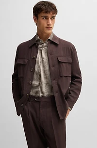 Regular-fit shirt striped Italian-made linen