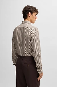 Regular-fit shirt striped Italian-made linen
