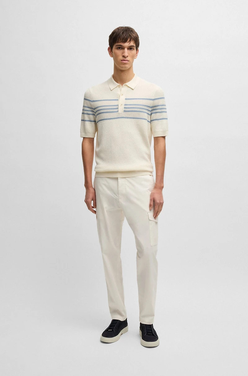 Tapered-fit trousers cotton, silk and stretch