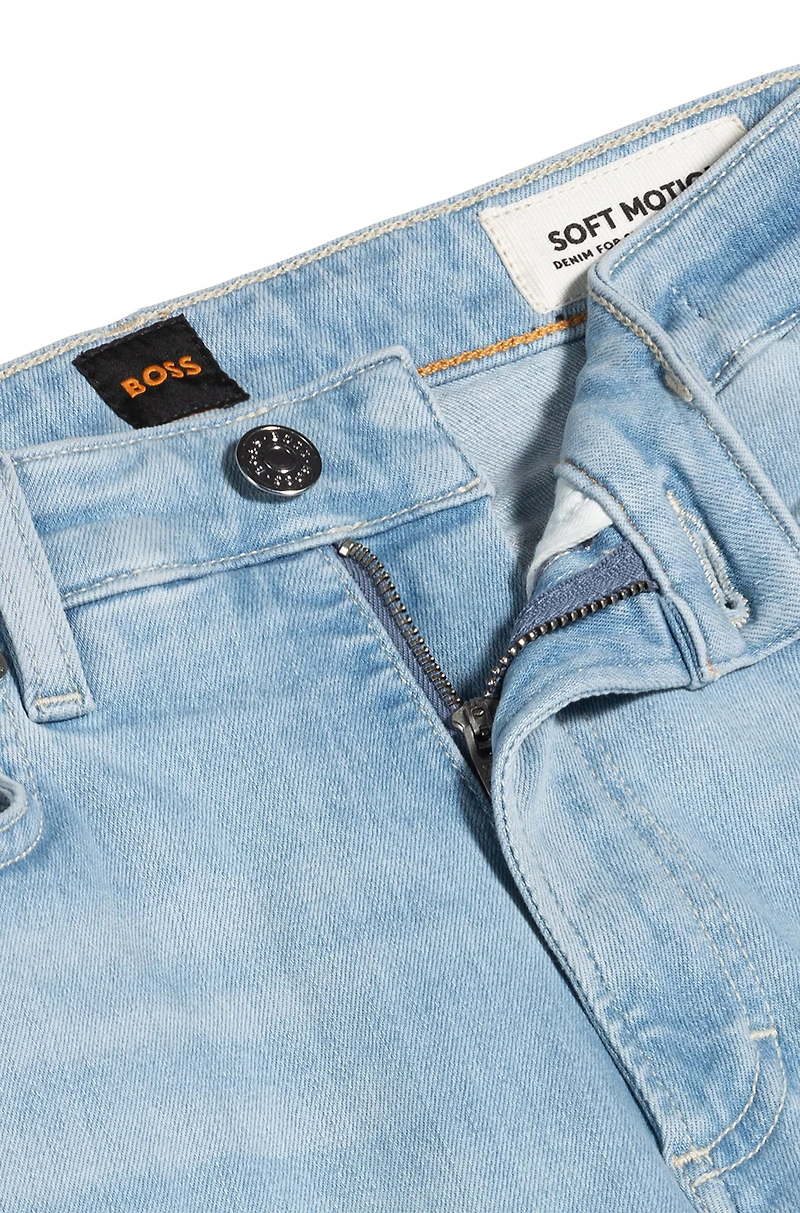 Bootcut jeans blue stretch denim with slit hems