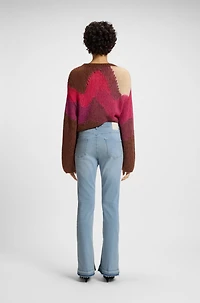 Bootcut jeans blue stretch denim with slit hems