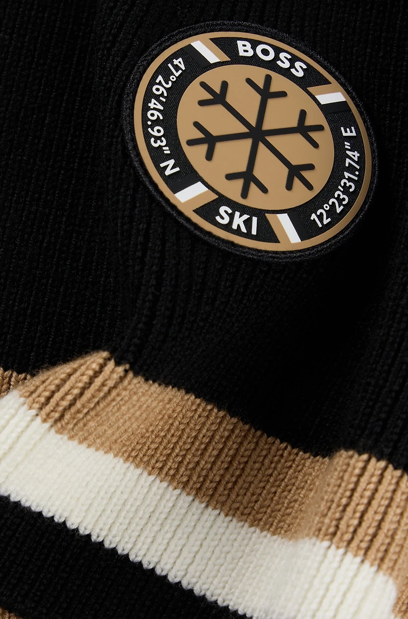 BOSS Ski virgin-wool scarf with logo badge