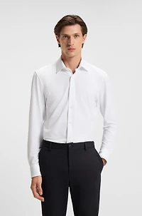 Slim-fit shirt Italian-made performance-stretch seersucker