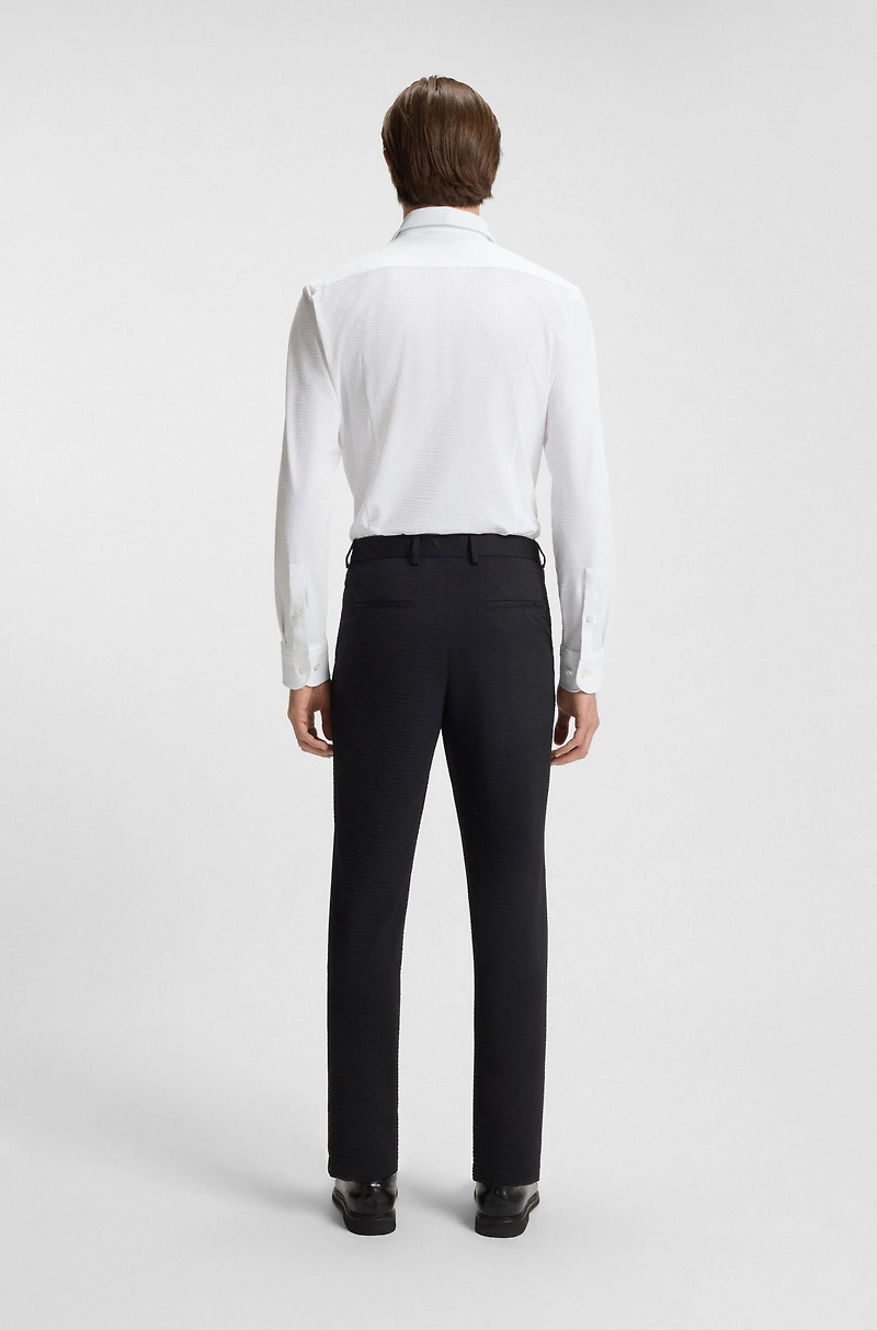 Slim-fit shirt Italian-made performance-stretch seersucker