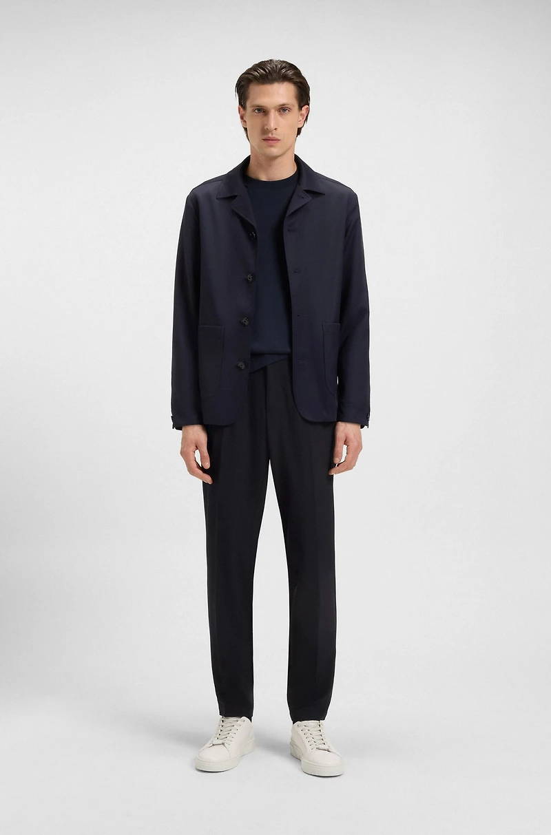 Slim-fit suit micro-patterned stretch fabric