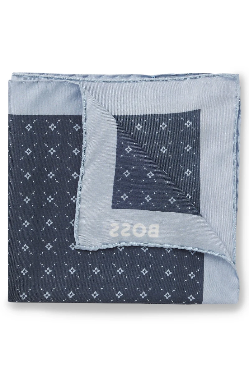 Printed pocket square with logo border