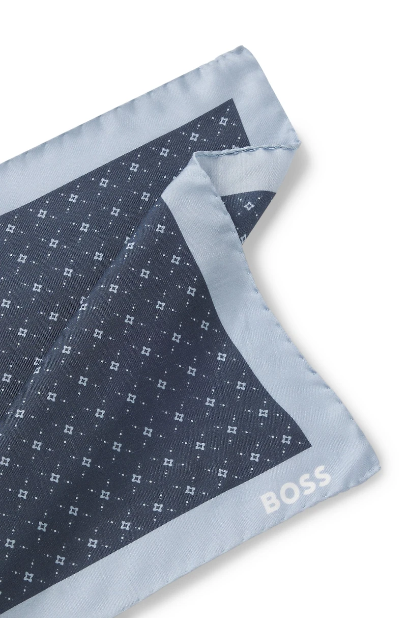 Printed pocket square with logo border