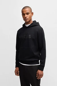 Stretch-cotton hoodie with layered logo