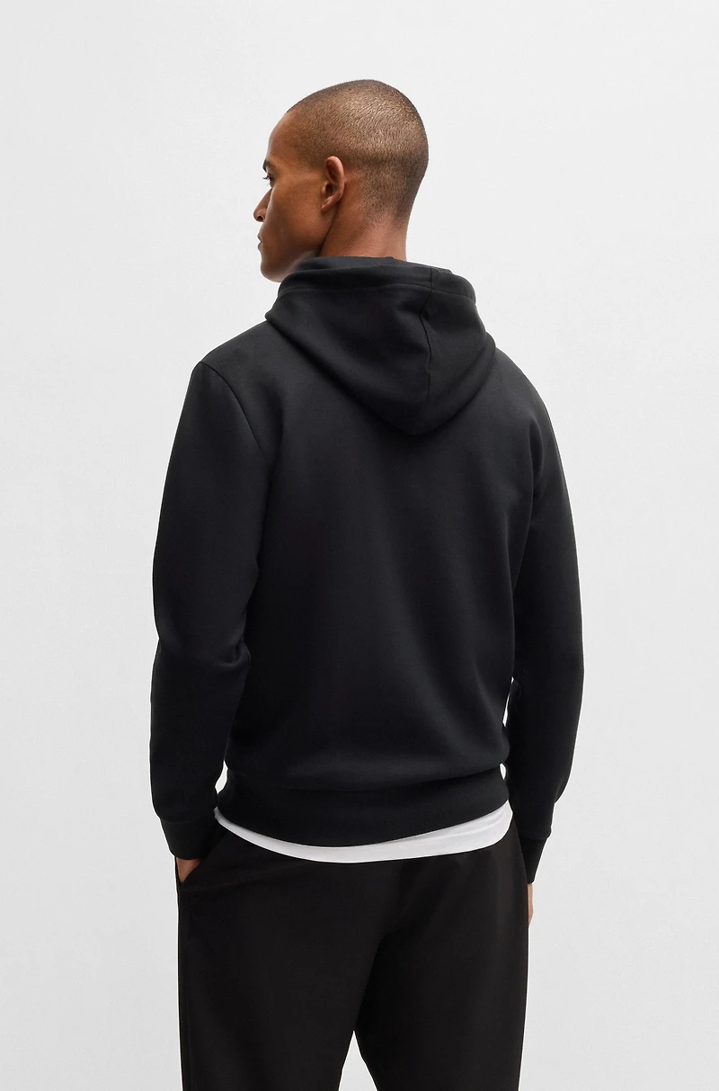 Stretch-cotton hoodie with layered logo
