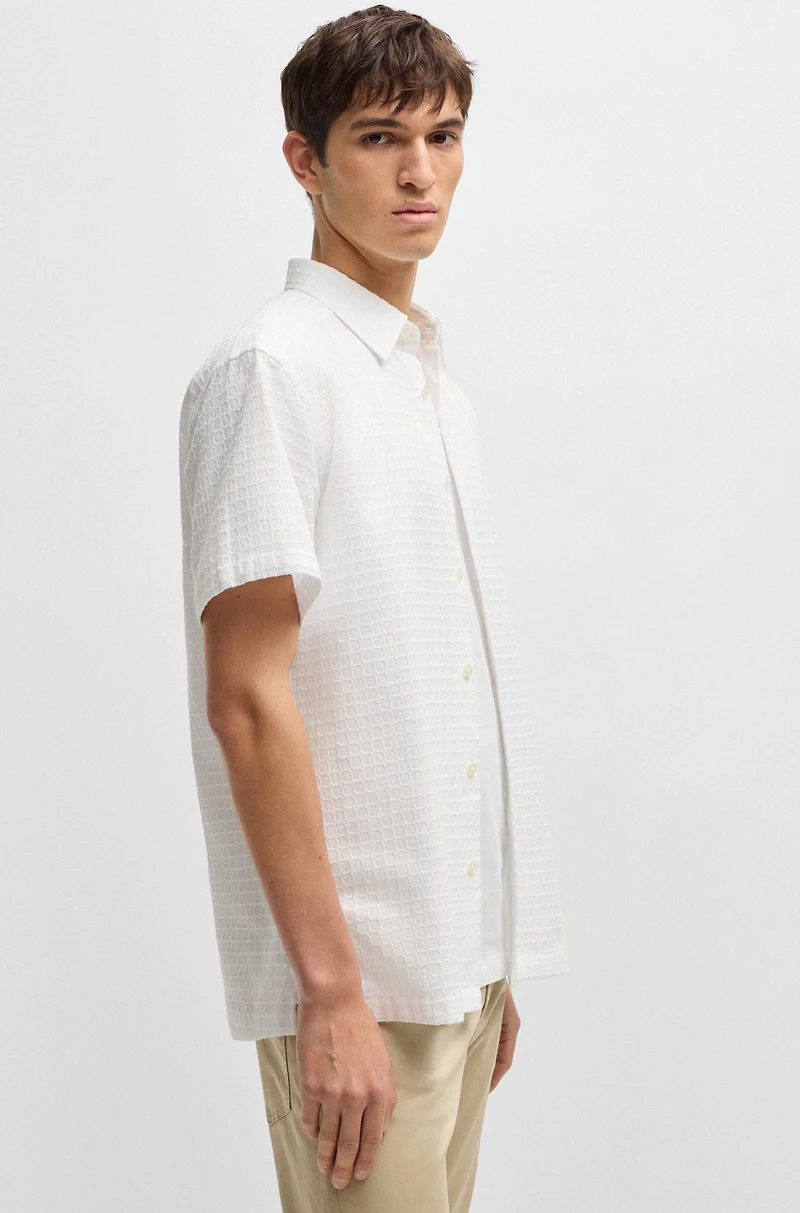 Relaxed-fit shirt waffle-structured cotton