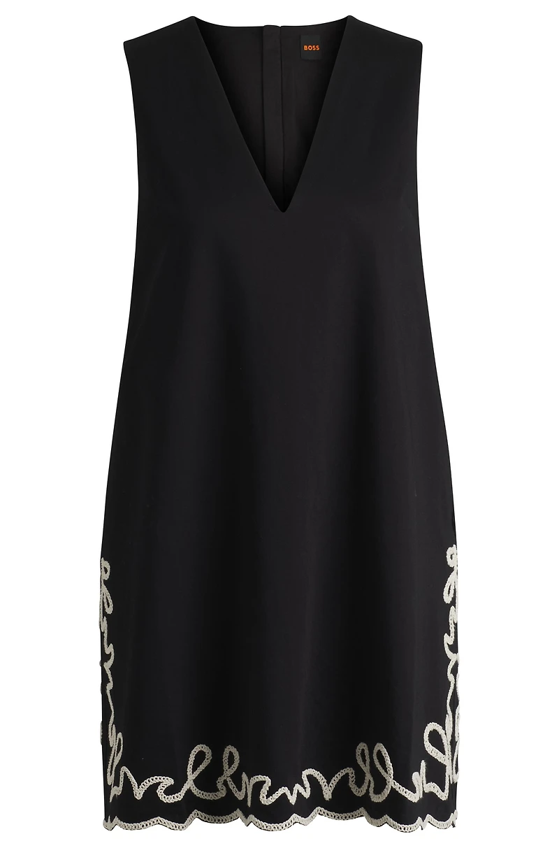 Cotton dress with contrast embroidery