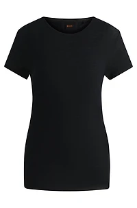 Scoop-neck linen T-shirt with gathered back