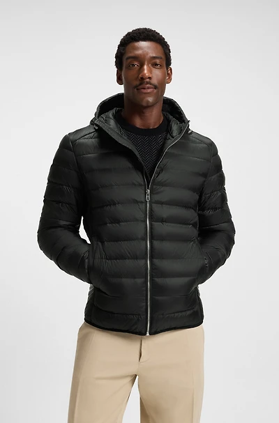 Down-filled jacket with water-repellent finish