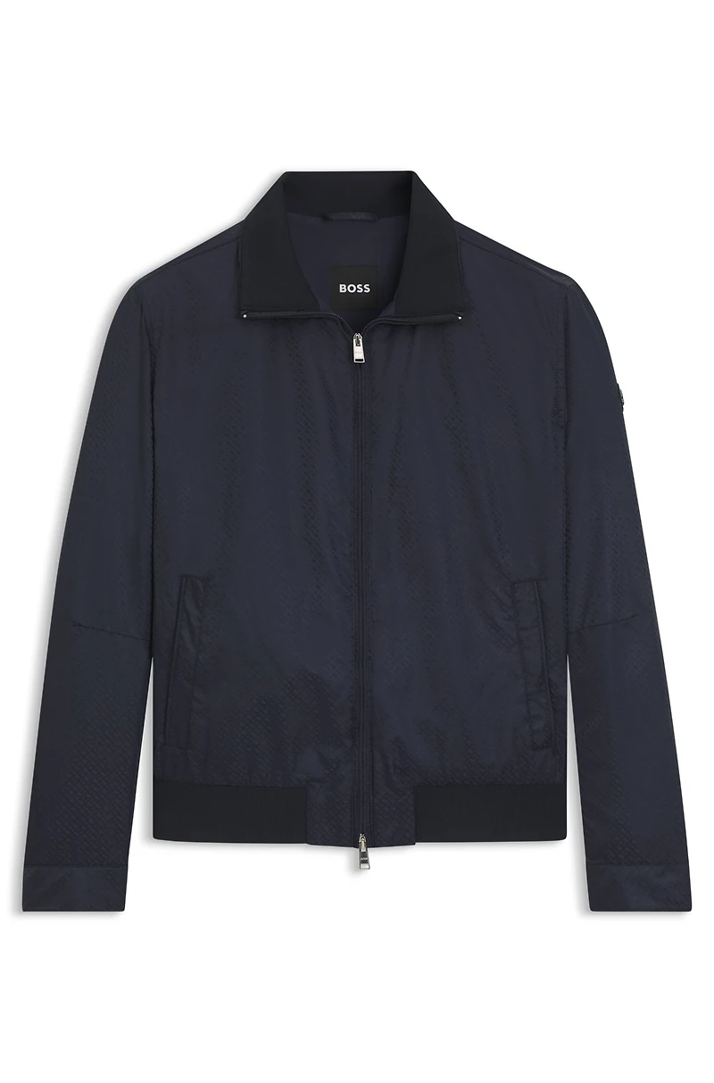 Water-repellent jacket with monogram jacquard