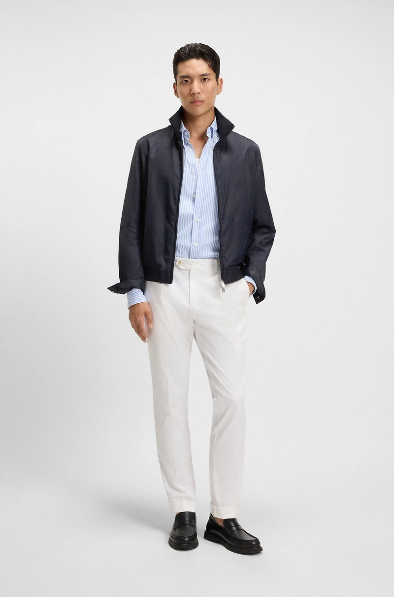 Water-repellent jacket with monogram jacquard