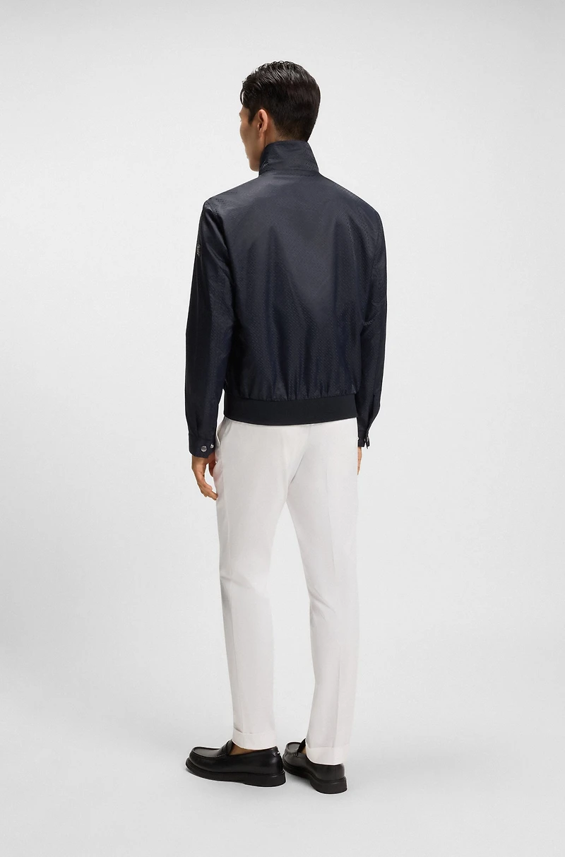Water-repellent jacket with monogram jacquard