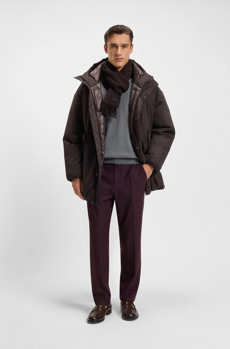 Peached-microfibre jacket with water-repellent finish