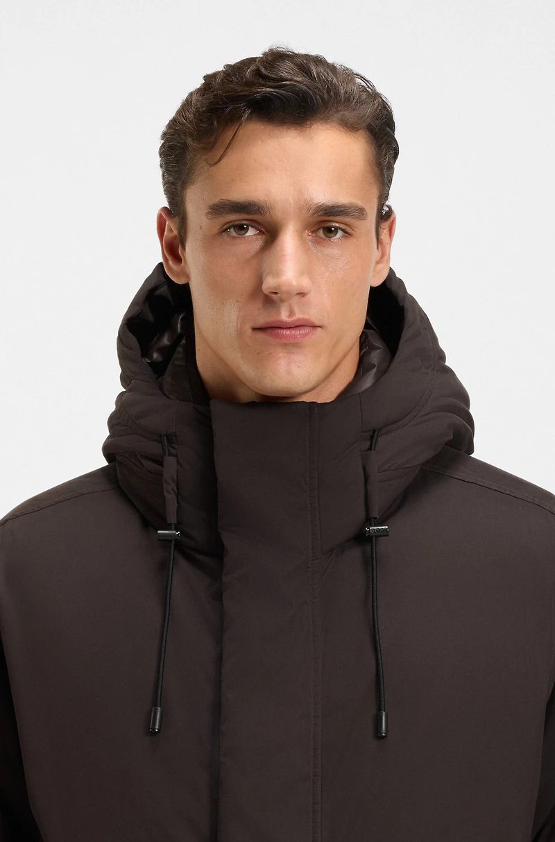 Peached-microfibre jacket with water-repellent finish