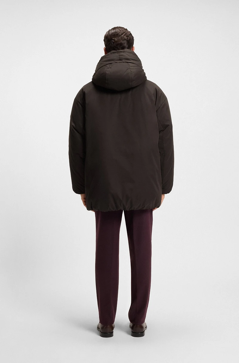 Peached-microfibre jacket with water-repellent finish