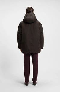 Peached-microfibre jacket with water-repellent finish