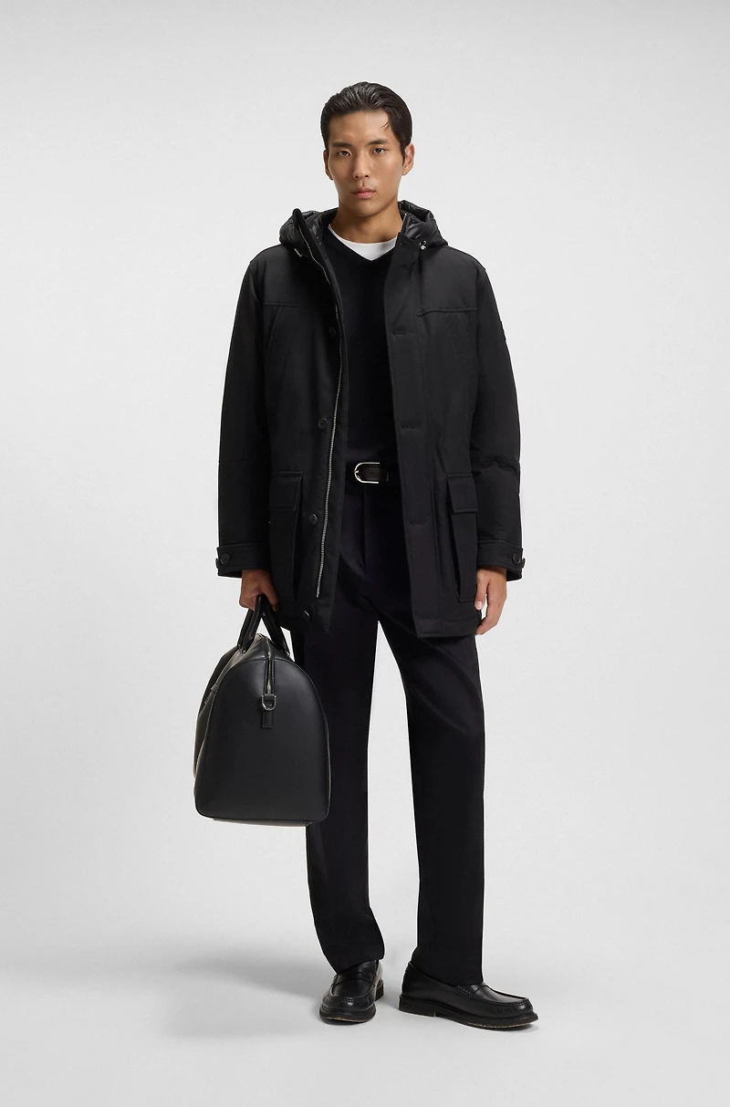 Down-filled jacket with water-repellent finish