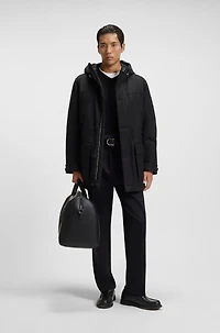 Down-filled jacket with water-repellent finish